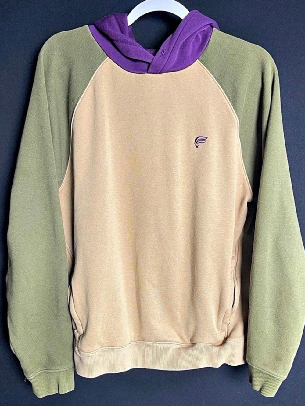 Fabletics Color Block Pullover Hoodie in Green & Purple